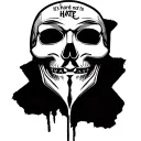 Anonymous mask skull with text "it's hard not to hate" and Tear tattoo design idea
