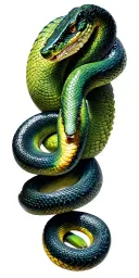 mangrove snake, king cobra, eastern indigo snake, green tree python, gaboon viper tattoo design idea