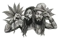 Reggae, man, smoking weed tattoo design idea