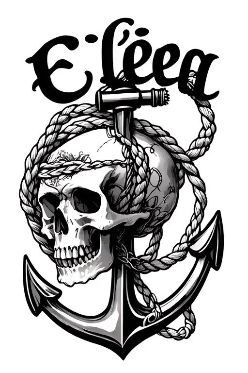 "Éléa 01/05/2018" "Éléa 01/05/2018" skull, Cordage, anchor Marine Life tattoo design idea