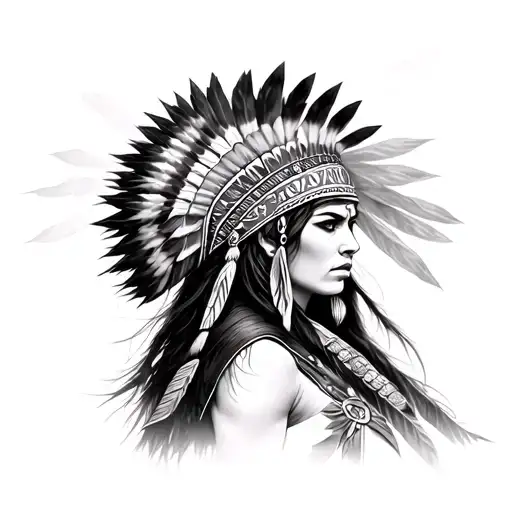 Apache warrior woman tattoo design idea