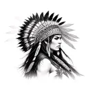 Apache warrior woman tattoo design idea