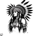 Apache warrior woman tattoo design idea