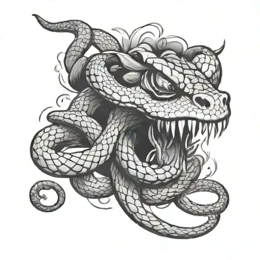 Snake venom snake twisted tattoo design idea