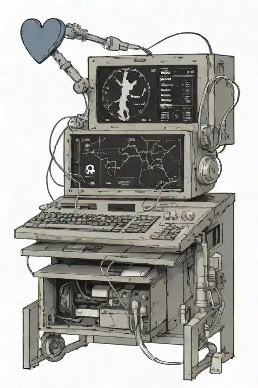 A realistic depiction of a desktop computer with a heart monitor line forming the shape of the Philippines, symbolizing your dedication to surgery and love for your country tattoo design idea