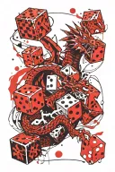 dnd dice with dragon wrapped tattoo design idea