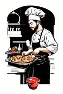 pizza shop and chef cooking tattoo design idea