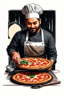 pizza shop and chef cooking tattoo design idea