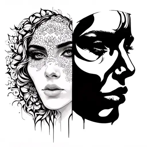 double face tattoo design idea