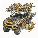 jdm car drifting tattoo design idea