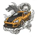 jdm car drifting tattoo design idea
