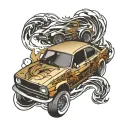 jdm car drifting tattoo design idea