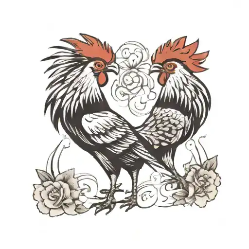 roosters fighting each other tattoo design idea