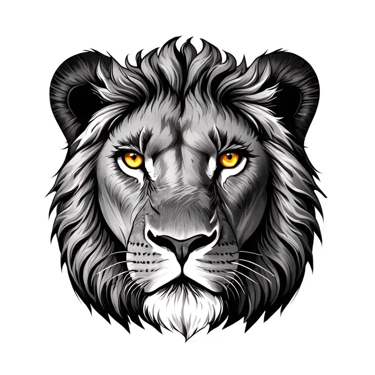 lion with gold eyes like fire tattoo design idea
