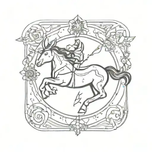 Sagittarius zodiac sign with small Taurus zodiac sign tattoo design idea