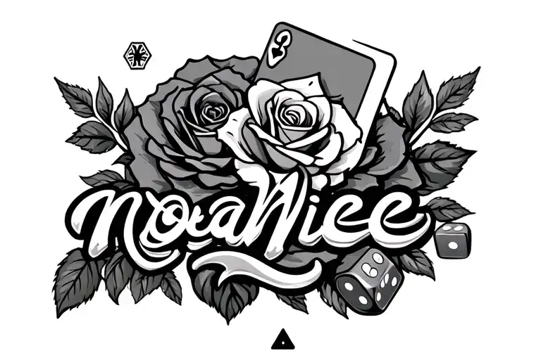 noahieee with roses and cards and dice with twisted tea logo involved tattoo design idea
