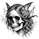 fairy and skull face tattoo design idea