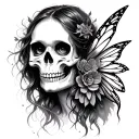 fairy and skull face tattoo design idea