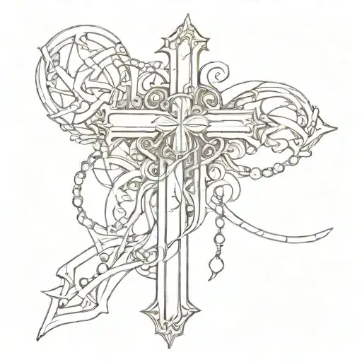 cross necklace tattoo design idea