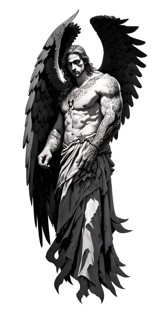 azrael male angel tattoo design idea