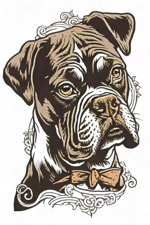 boxer dog face tattoo black and white tattoo design idea