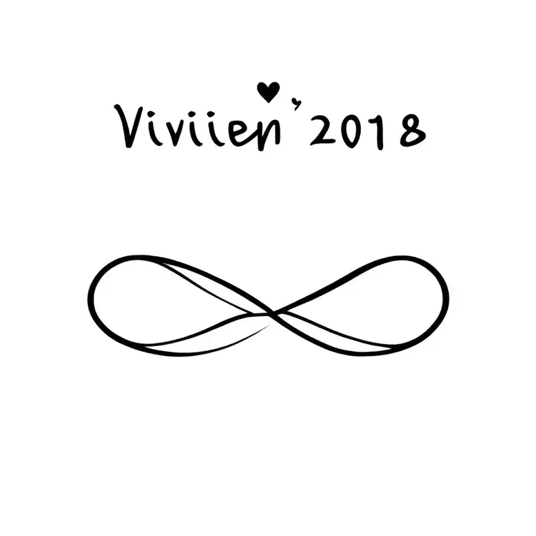 "Vivien 2018" infinity symbol with heart tattoo design idea