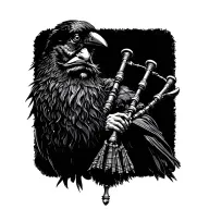  crow muscular with mans face bagpiper playing black bagpipes baldblack beard tattoo design idea