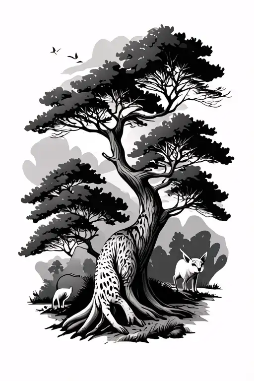outdoors trees animals tattoo design idea