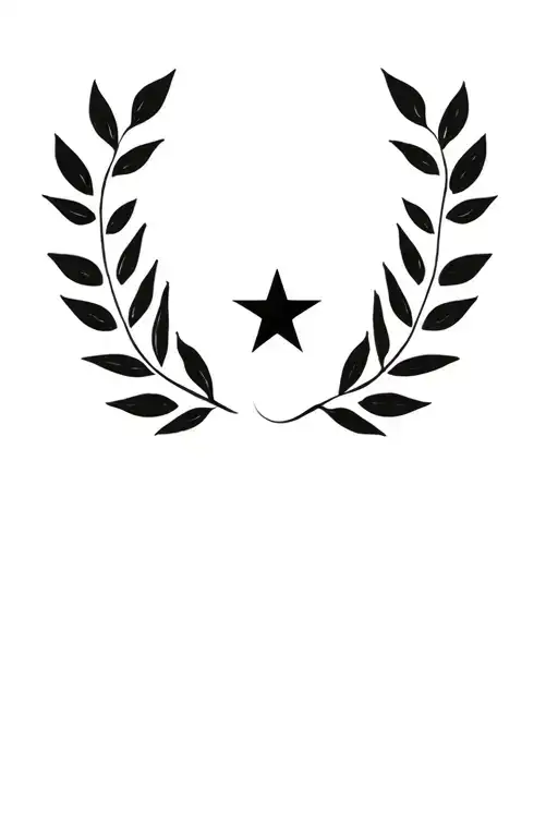 laurel wreath with 5 pointed star in the middle tattoo design idea