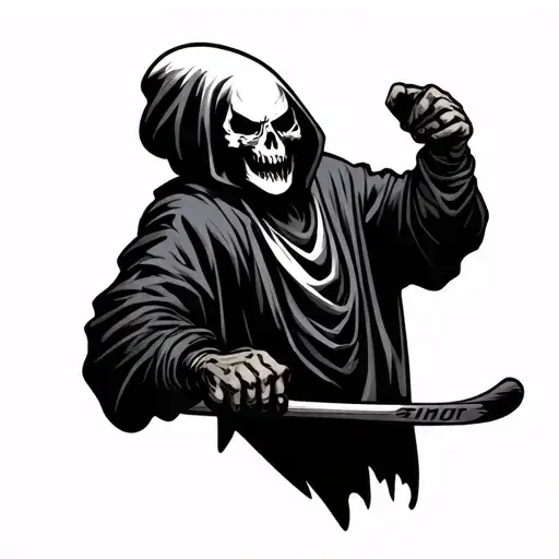 reaper holding hockey stick tattoo design idea