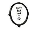 rear view mirror with words "don't look back" in it with dice hanging from mirror tattoo design idea