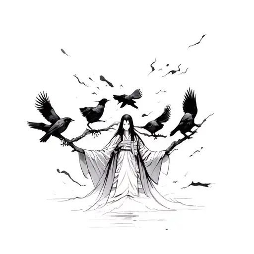Itachi Uchiha with crows tattoo design idea
