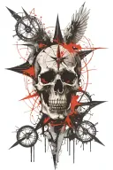 Skull and compass tattoo design idea