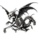 skeleton with dragons flying tattoo design idea