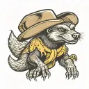 honey badger with cowboy hat tattoo design idea