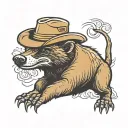 honey badger with cowboy hat tattoo design idea