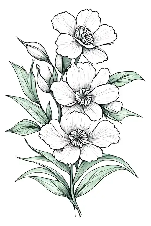 snowdrop and carnation flower outline tattoo tattoo design idea