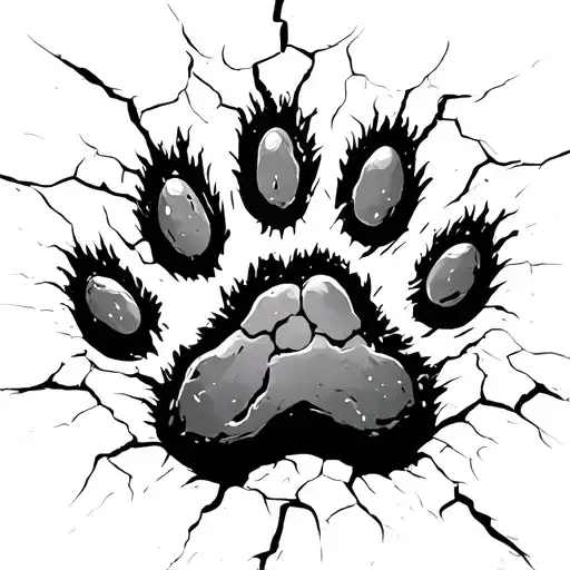 a paw print in the cracked earth tattoo design idea