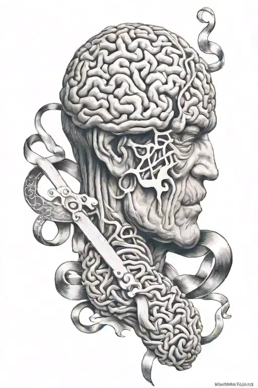 grandpa and brain and lung cancer ribbon tattoo design idea