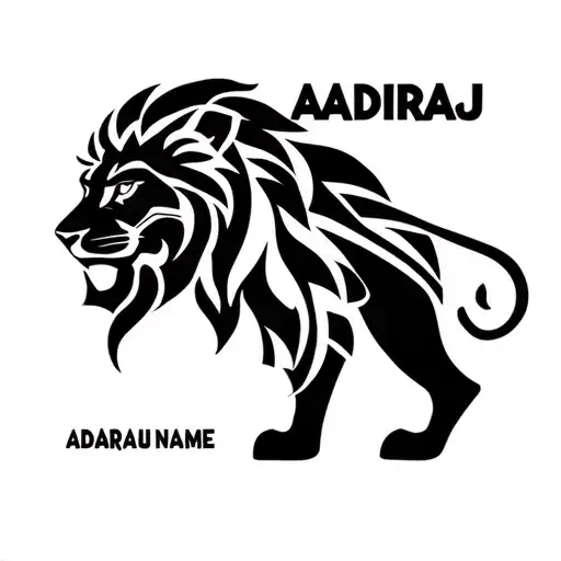 KING LION AADIRAAJ NAME tattoo design idea
