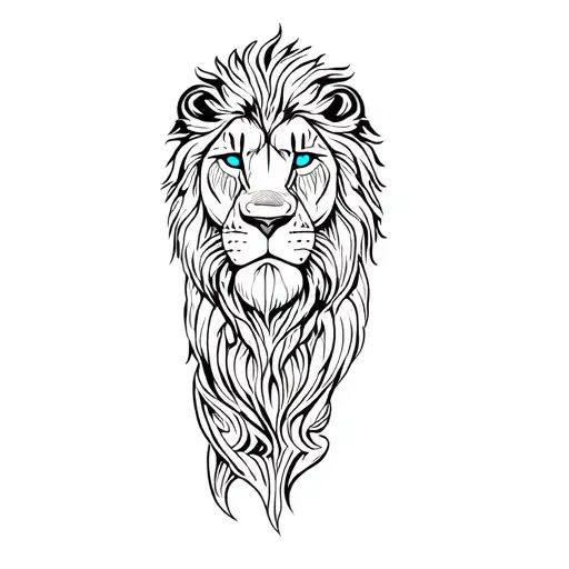 a lion with blue eyes tattoo design idea