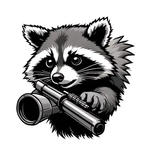 Tactical Racoon with rocket launcher tattoo design idea