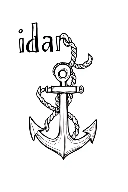 my name "idan" with an anchor - want to express "i am here to stay" without writing it tattoo design idea