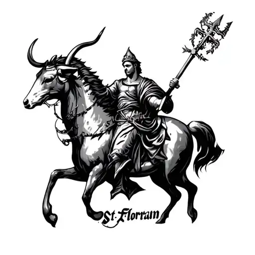 St Florian with taurus tattoo design idea