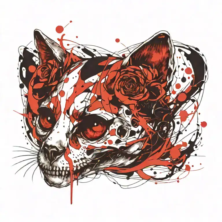 kitten skull tattoo design idea
