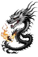Japanese dragon breathing fire tattoo design idea