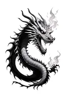 Japanese dragon breathing fire tattoo design idea