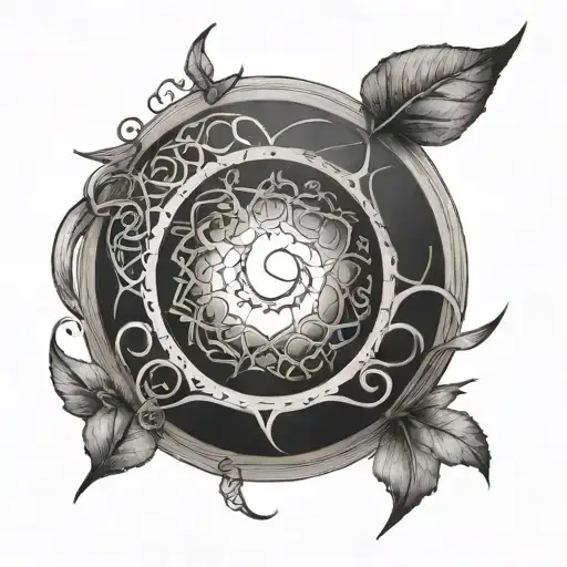Alchemy circle inside an enso ring, minimal tattoo tattoo design idea