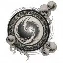 Alchemy circle inside an enso ring, minimal tattoo tattoo design idea