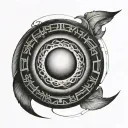 Alchemy circle inside an enso ring, minimal tattoo tattoo design idea